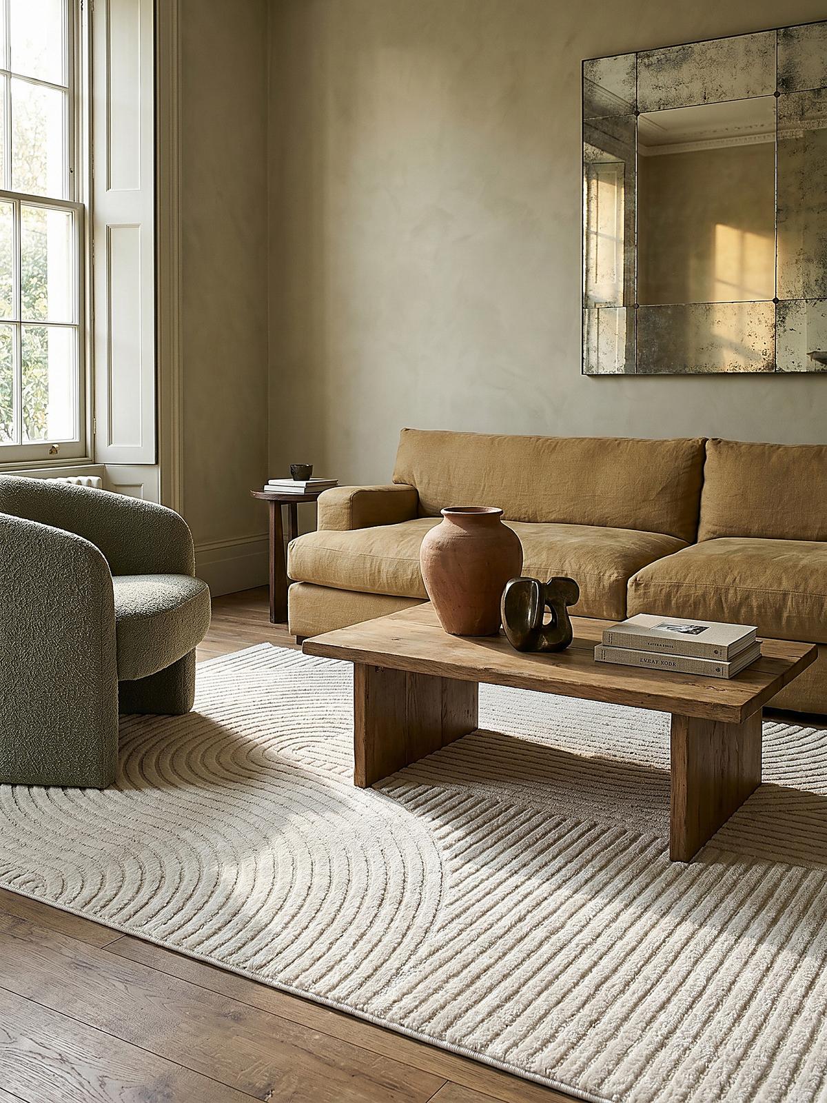 KURZFLORTEPPICH Geometrisch CETINA Polypropylen Creme 160 x 230 cm - Beige, Textil (160/230cm) - KADIMA DESIGN