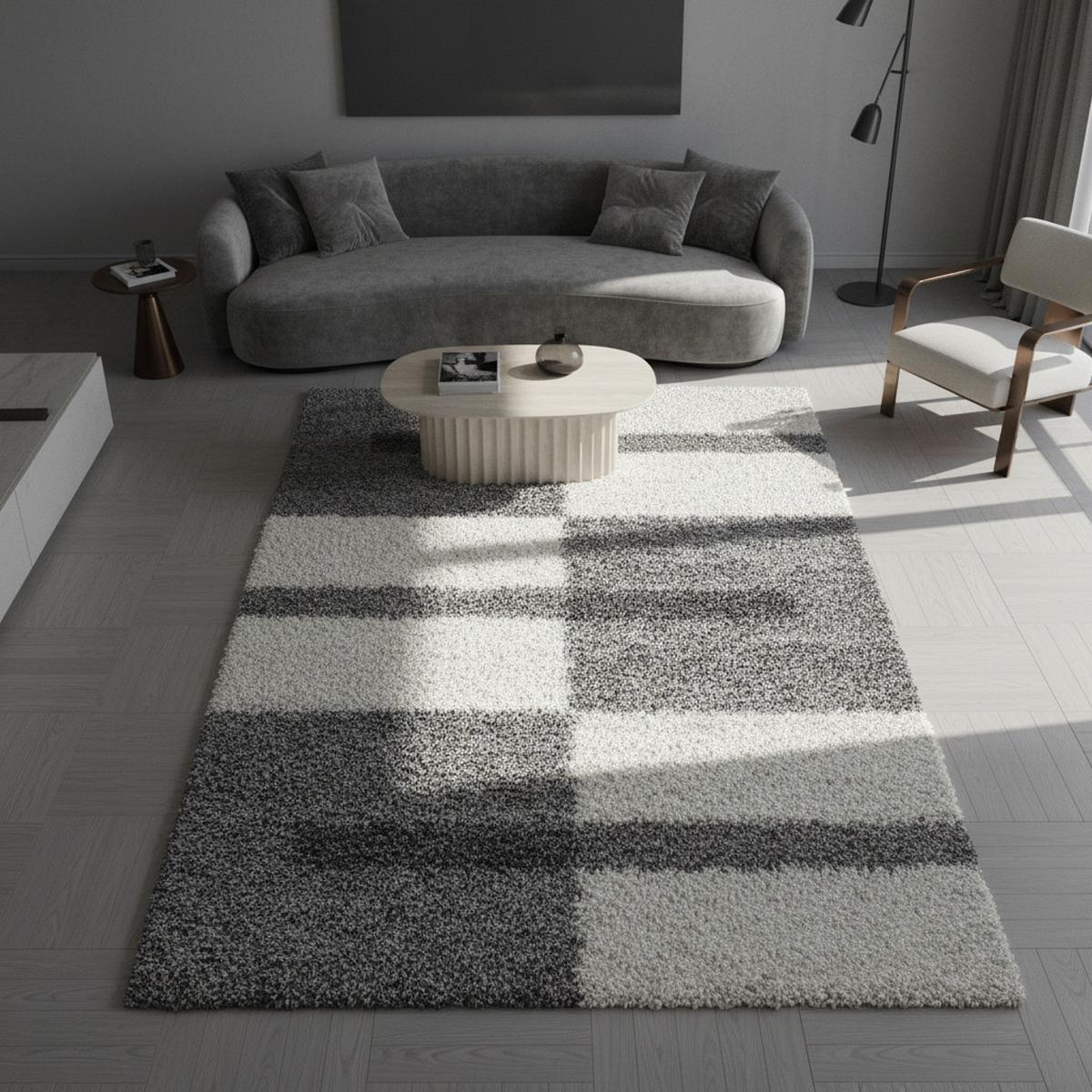 HOCHFLORTEPPICH WERFEN, kariert, Hellgrau, 80 x 150 cm - Grau, Textil (150/80cm) - KADIMA DESIGN