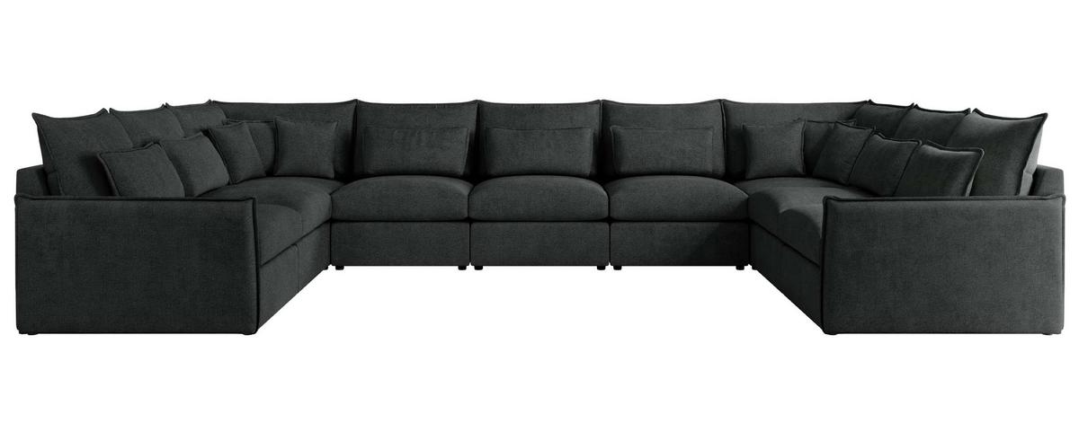 WOHNLANDSCHAFT VERSO U 9M Dunkelgrau Struktur - Dunkelgrau/Schwarz, Kunststoff/Textil (442/93/270cm) - MKS