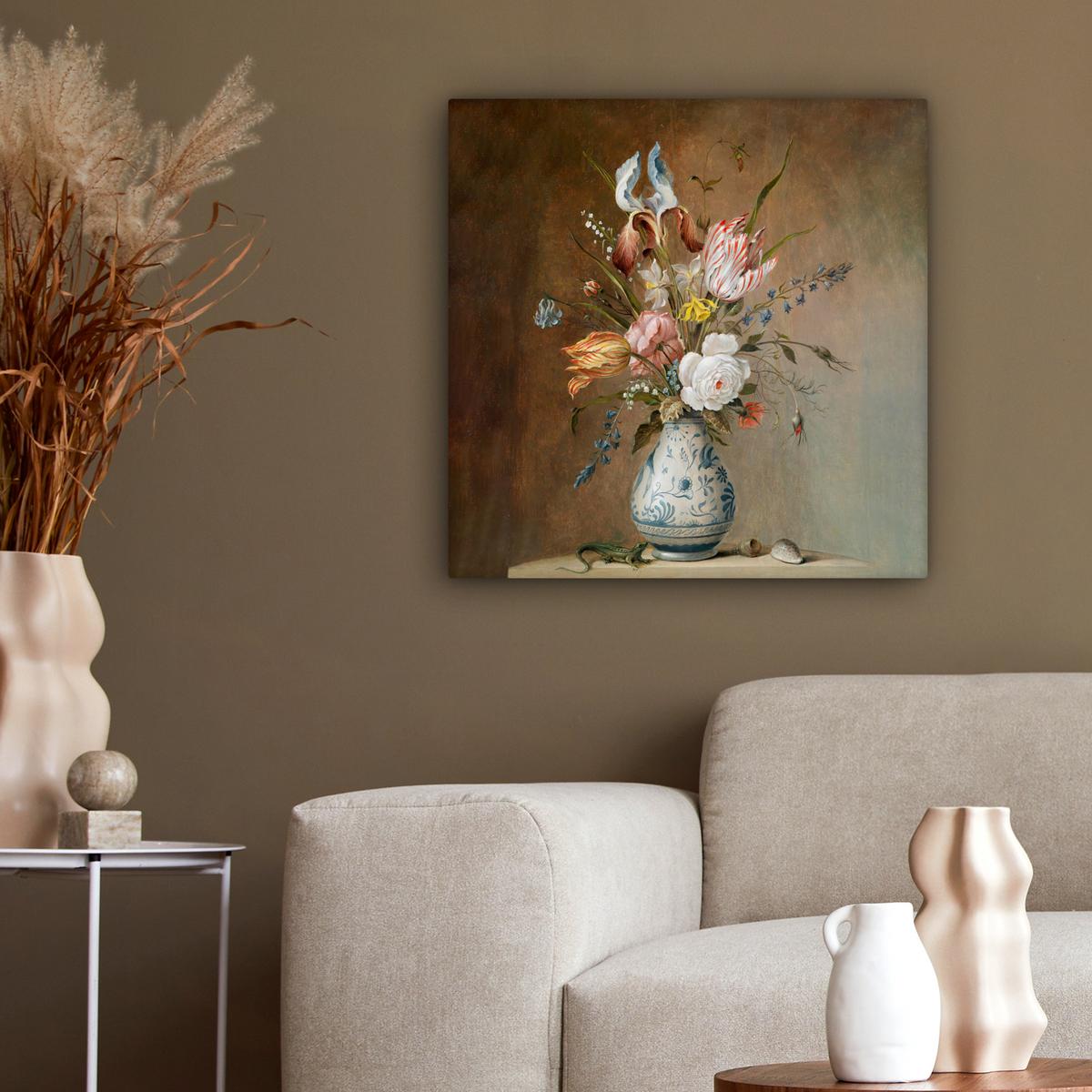 LEINWANDBILD Alte Meister - Blumen - Balthasar van der Ast Wandbild Wohnzimmer 50x50 cm - Hellbraun, Textil (50/50cm) - MuchoWow