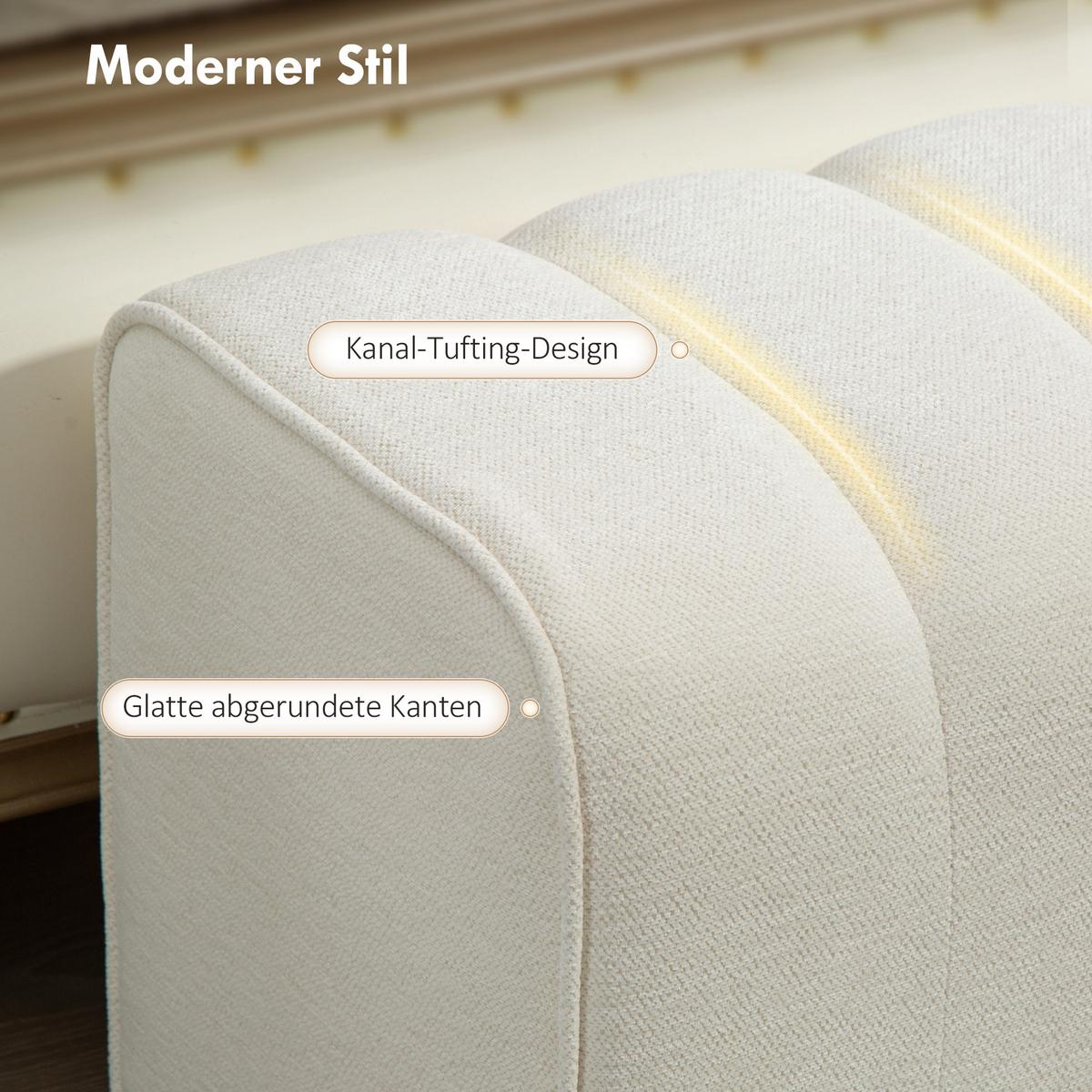 HOCKERBANK Cremeweiß - Creme, Textil (40/44/110cm) - HOMCOM