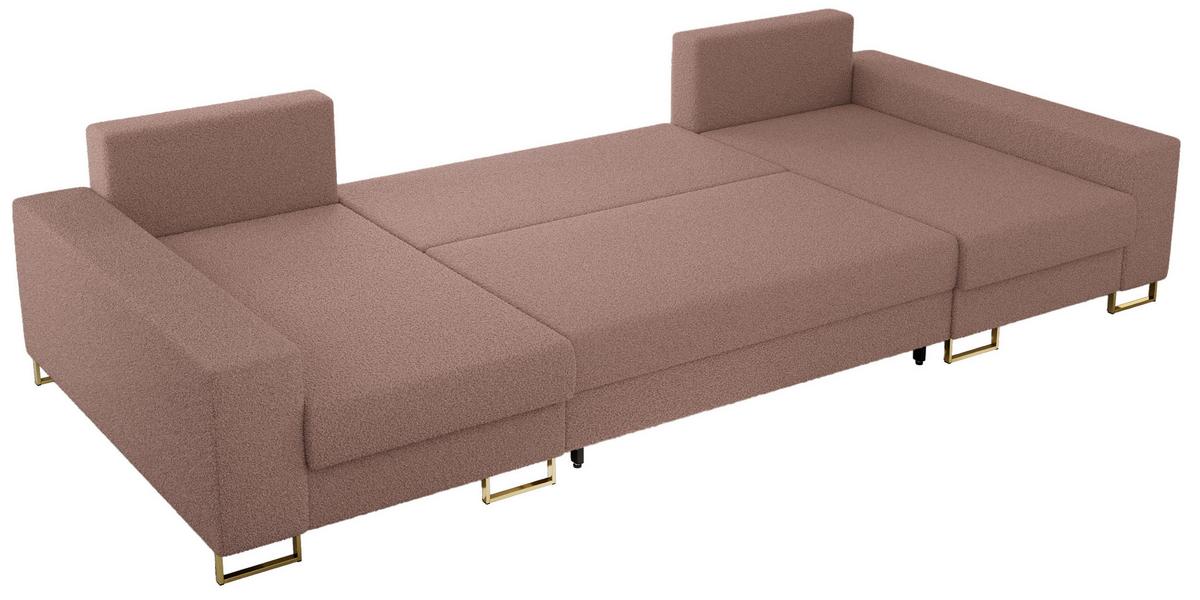 WOHNLANDSCHAFT DORIAN U Bouclé Rosa - Goldfarben/Rosa, Textil/Metall (312/85/138cm) - MKS