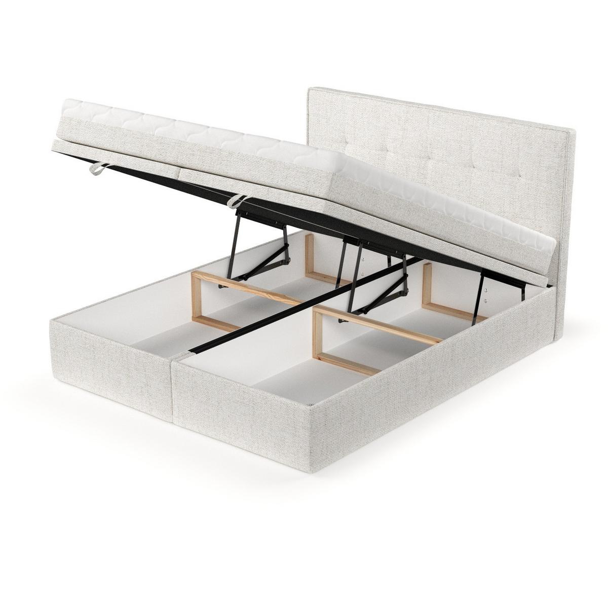 BOXBETT Arivo 160/200 cm Creme im Neve Stoff - Creme/Schwarz, Holz/Holzwerkstoff (160/200cm) - AltaBeds