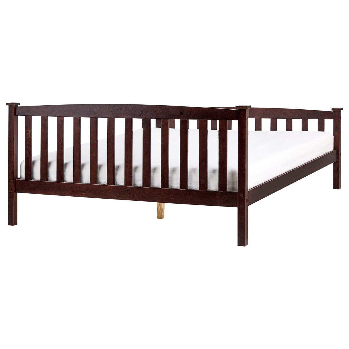 BETT mit Lattenrost 160/200 cm Kiefernholz Dunkelbraun Giverny - Dunkelbraun, Holz (160/200cm) - Beliani