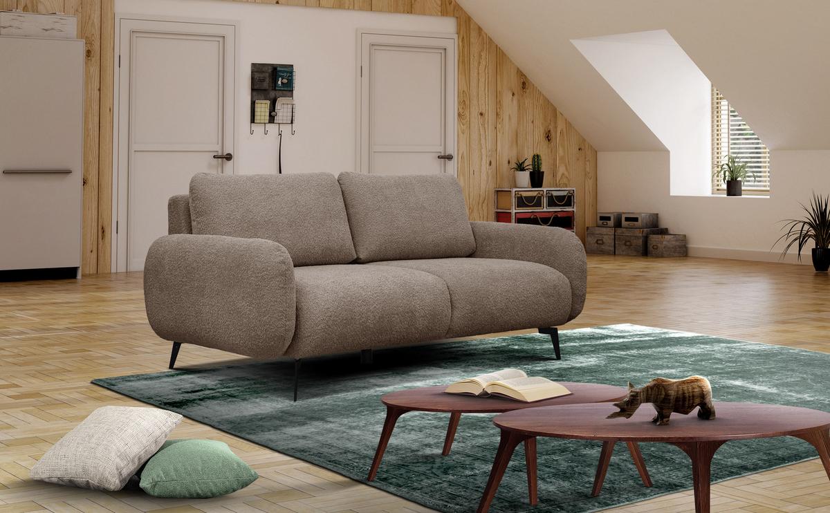 SOFA FEBE 3-Sitzer, beige - Beige/Schwarz, Holz/Textil (190/82/96cm) - Wozimo