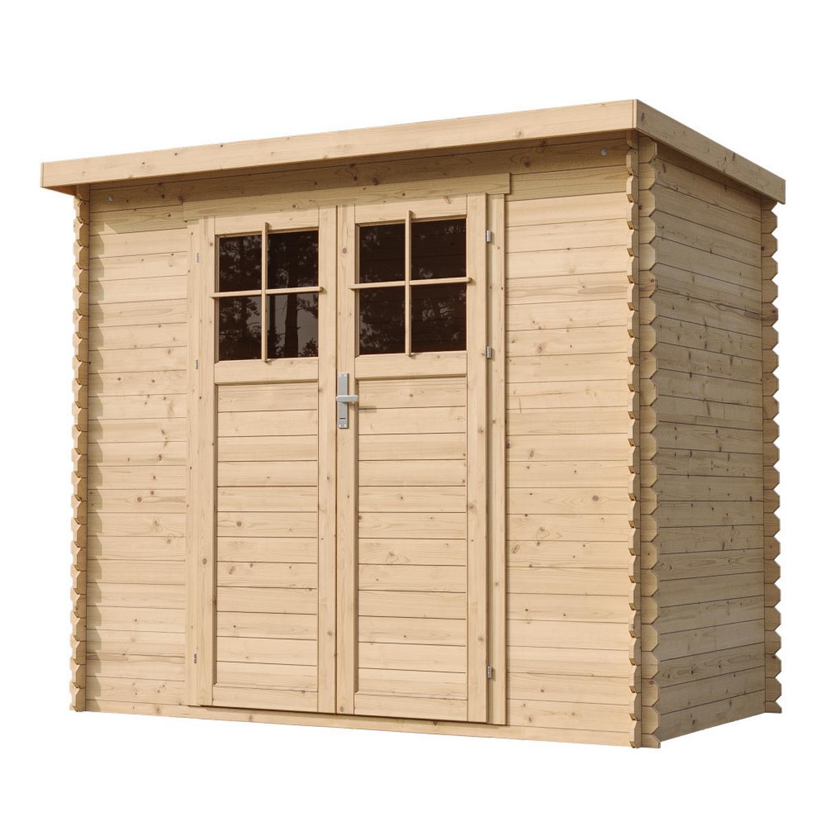 HOLZ-GARTENHAUS mit hochwertige abschließbare Tür - B239xL142xH200 cm/ 2,63 m2 - M310F - Beige, Holz (239/200/142cm) - Timbela