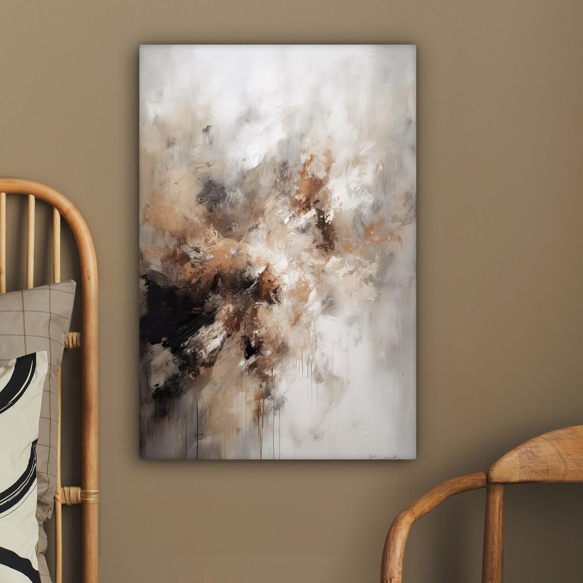 LEINWANDBILD Farbe - Abstrakt - Beige - Kunst Wanddeko 40x60 cm - Greige, Textil (40/60cm) - MuchoWow
