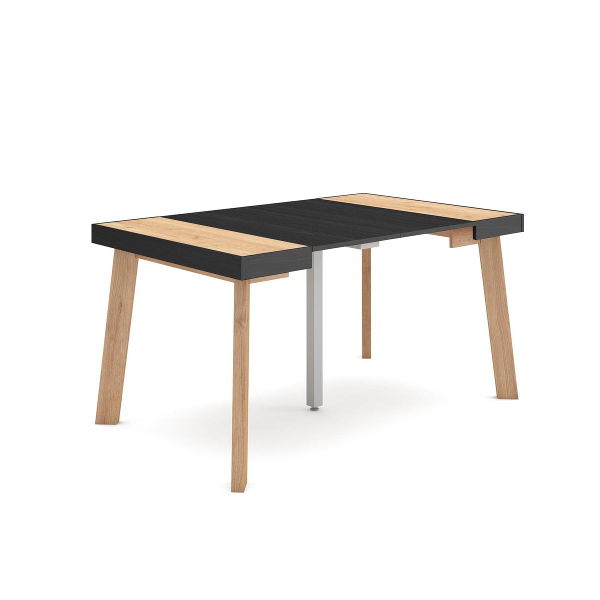 KONSOLENTISCH ausziehbar 58 bis 140cm, für 6 Gäste, eiche, schwarz, 90/58/73cm - Eichefarben/Schwarz, Holzwerkstoff (90/140/73cm) - Skraut Home