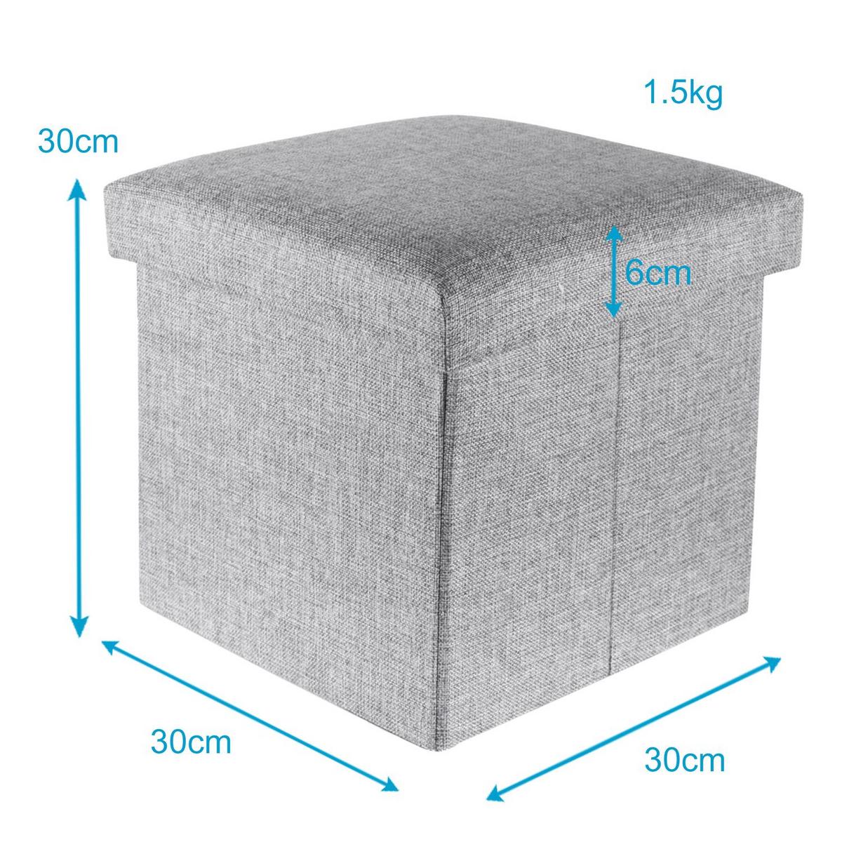 SITZHOCKER Faltbar 30/30/30 cm (Grau) - Grau, Textil (30/30/30cm) - Intirilife
