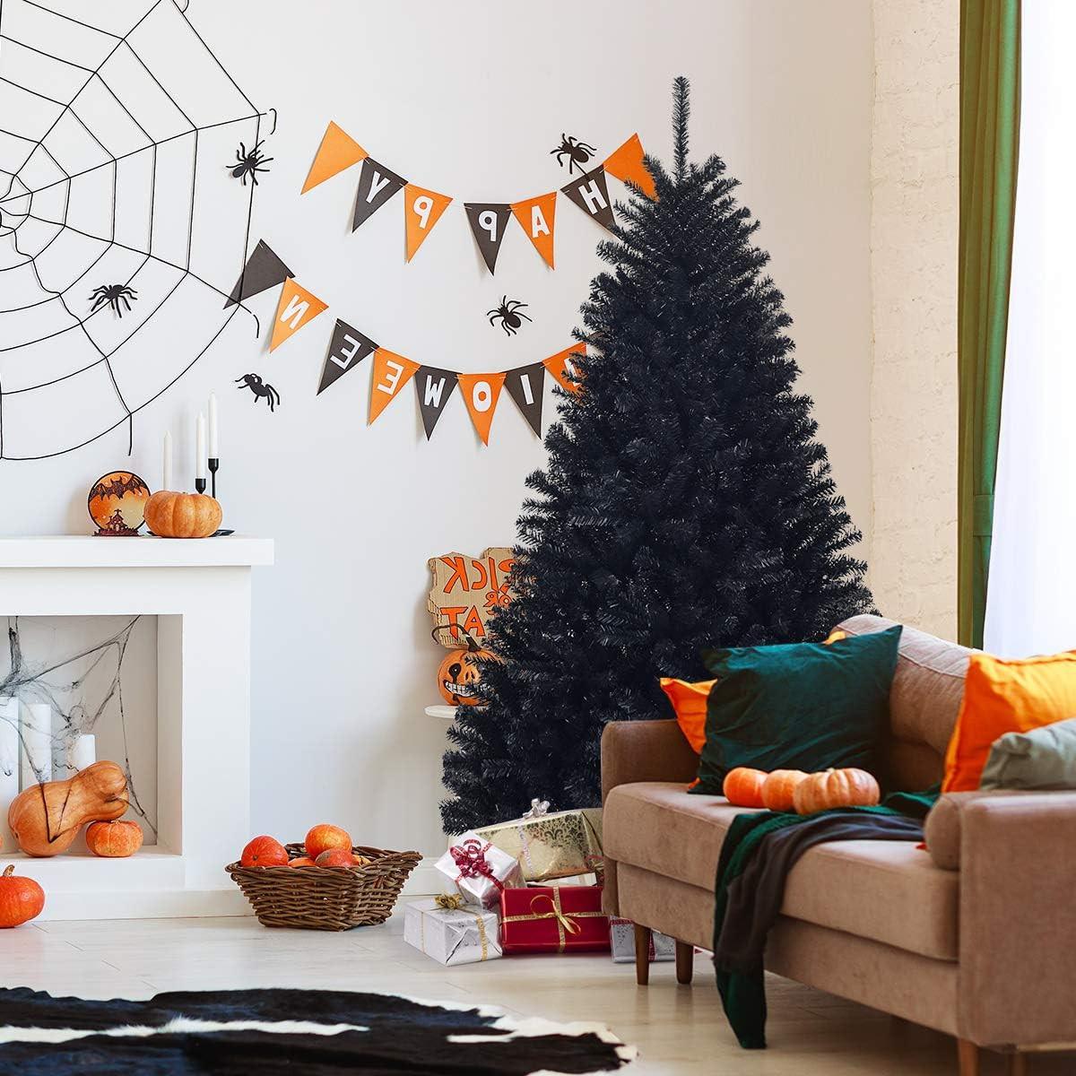 WEIHNACHTSBAUM Schwarz - Schwarz, Kunststoff (180cm) - COSTWAY