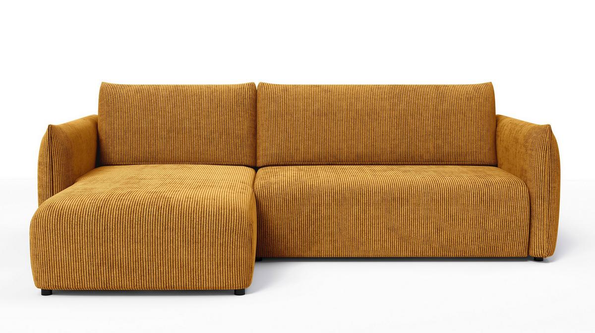 ECKSOFA TAUER 3-Sitzer rechts, safran - Gelb/Schwarz, Holz/Textil (248/173cm) - Wozimo