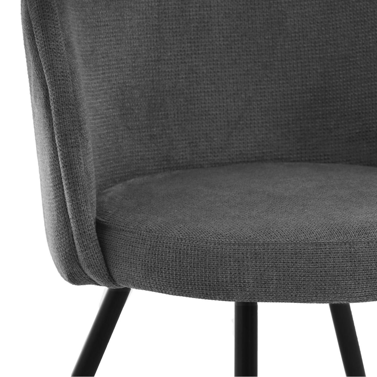 STÜHLE Gappo, Polsterstuhl mit gepolsterter Rückenlehne, Metallbeine, Dunkelgrau - Dunkelgrau/Schwarz, Metall (52/77/51cm) - Beautysofa