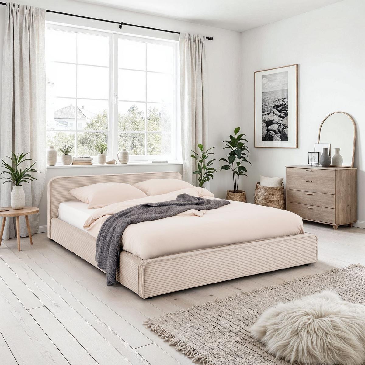 POLSTERBETT CURSIO 140X200 CM - Beige, Textil (140/200cm) - IDIMEX