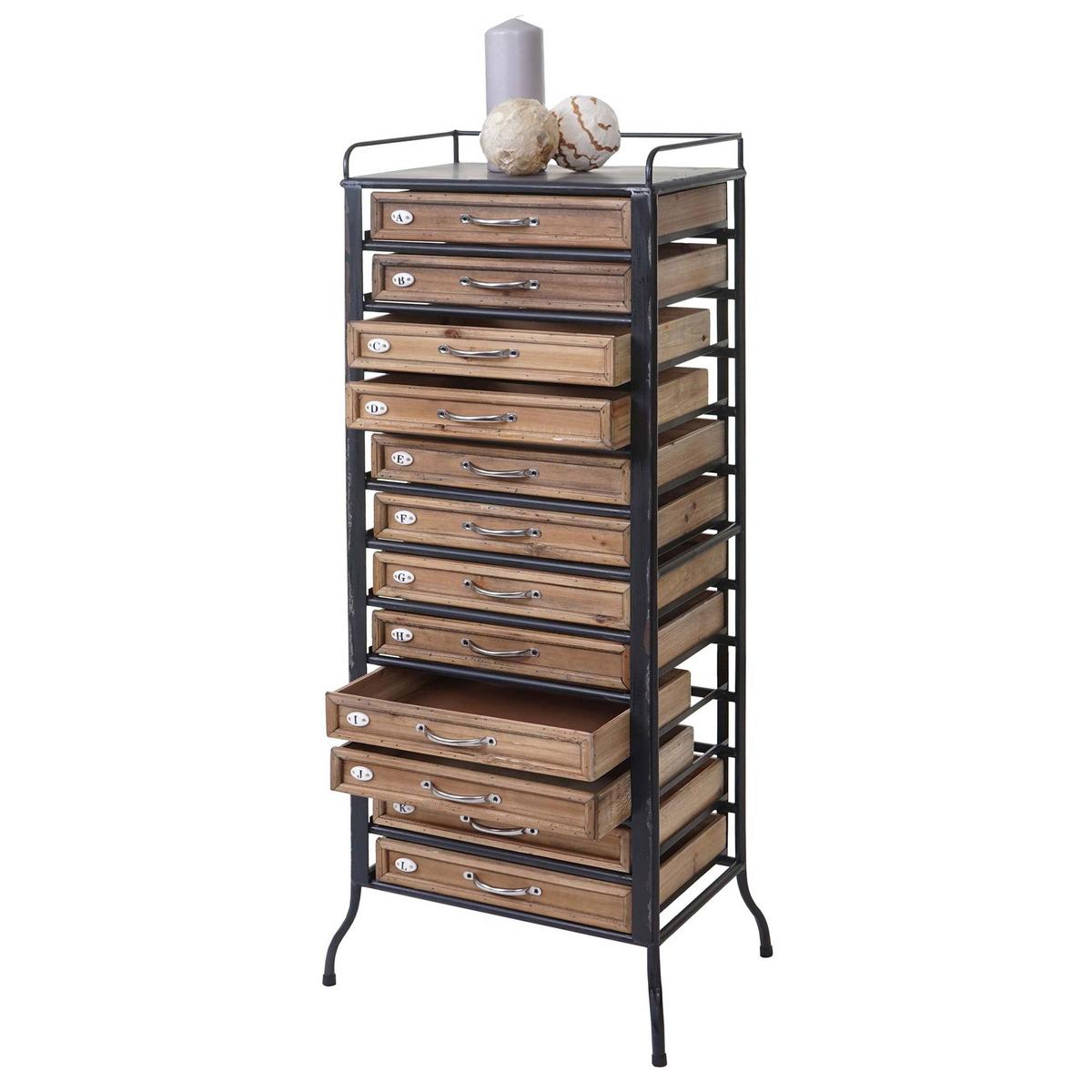 APOTHEKER-SCHRANK Braun, Schwarz - Schwarz/Braun, Holz (55/129/38cm) - MCW