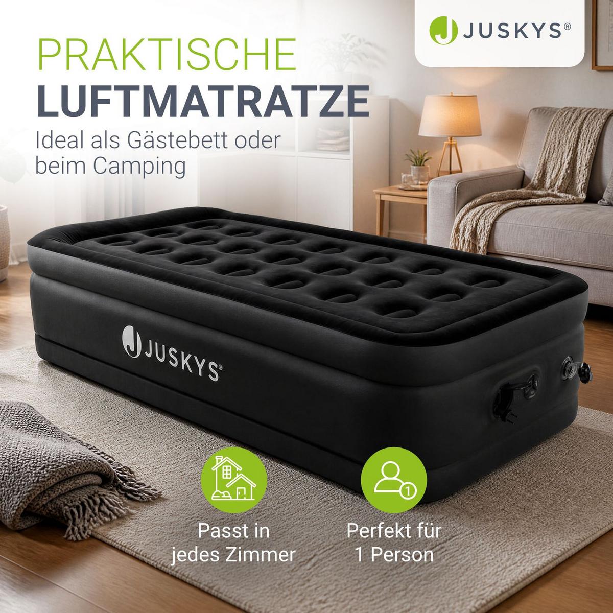 LUFTBETT Sapri M schwarz inkl. Tragetasche - Schwarz, Kunststoff (87/185cm) - Juskys