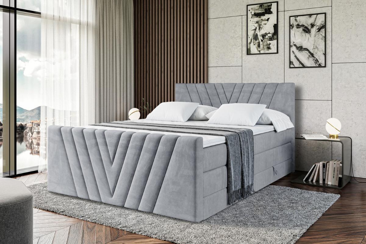 BOXSPRINGBETT ERNINA-Z KING - 120x200 - H3/H4 - Grau - Grau, Holzwerkstoff (120/200cm) - ALTDECOR