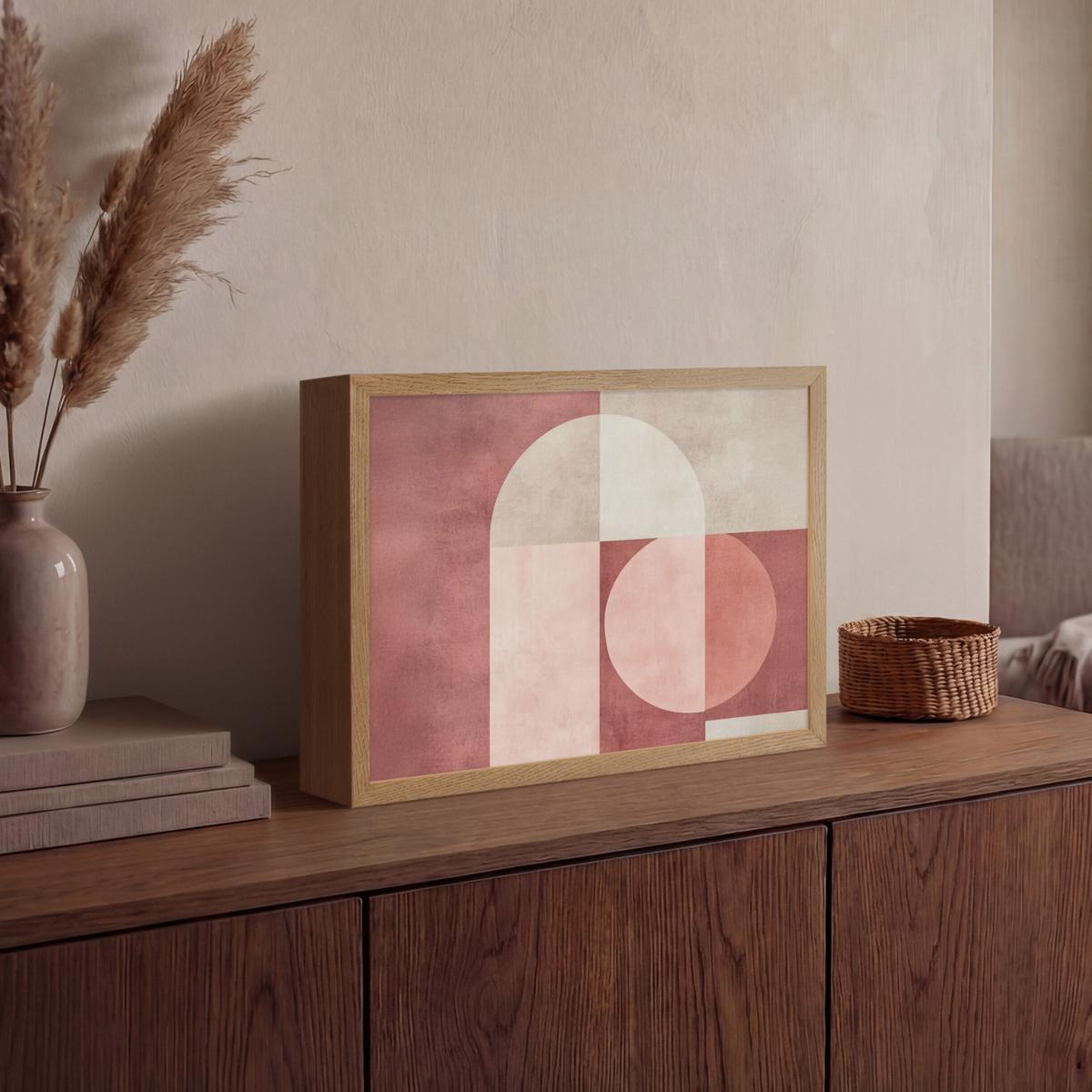 WANDLEUCHTE MIT AKKU Figuren - Abstrakt - Rosa 40x30 cm - Altrosa, Holzwerkstoff (40/30/8cm) - OnlyWow