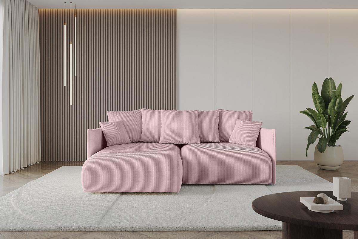 ECKSOFA Ottomane links ONESK-L 216x177x72 Rosa Cord - Rosa, Holzwerkstoff/Kunststoff (216/177cm) - ALTDECOR
