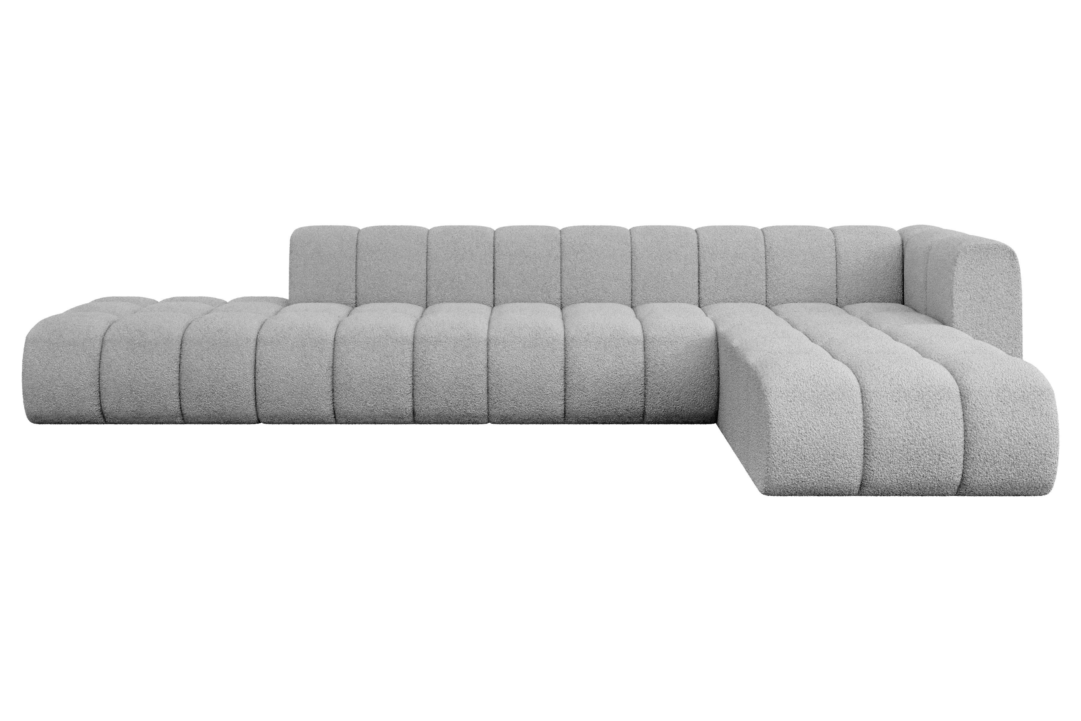 ECKSOFA modulares Sofa Zuvon-L2 - 387x177x70 cm Hellgrau - Hellgrau, Holzwerkstoff/Textil (387/177cm) - ALTDECOR