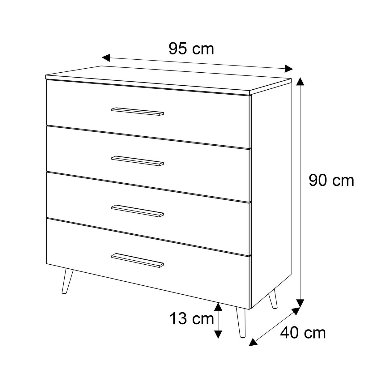 KOMMODE AURA KASCHMIR 4S mit Schubladen Goldene Beine und Griffe - Kaschmir/Goldfarben, Holzwerkstoff (95/90/40cm) - Lookway