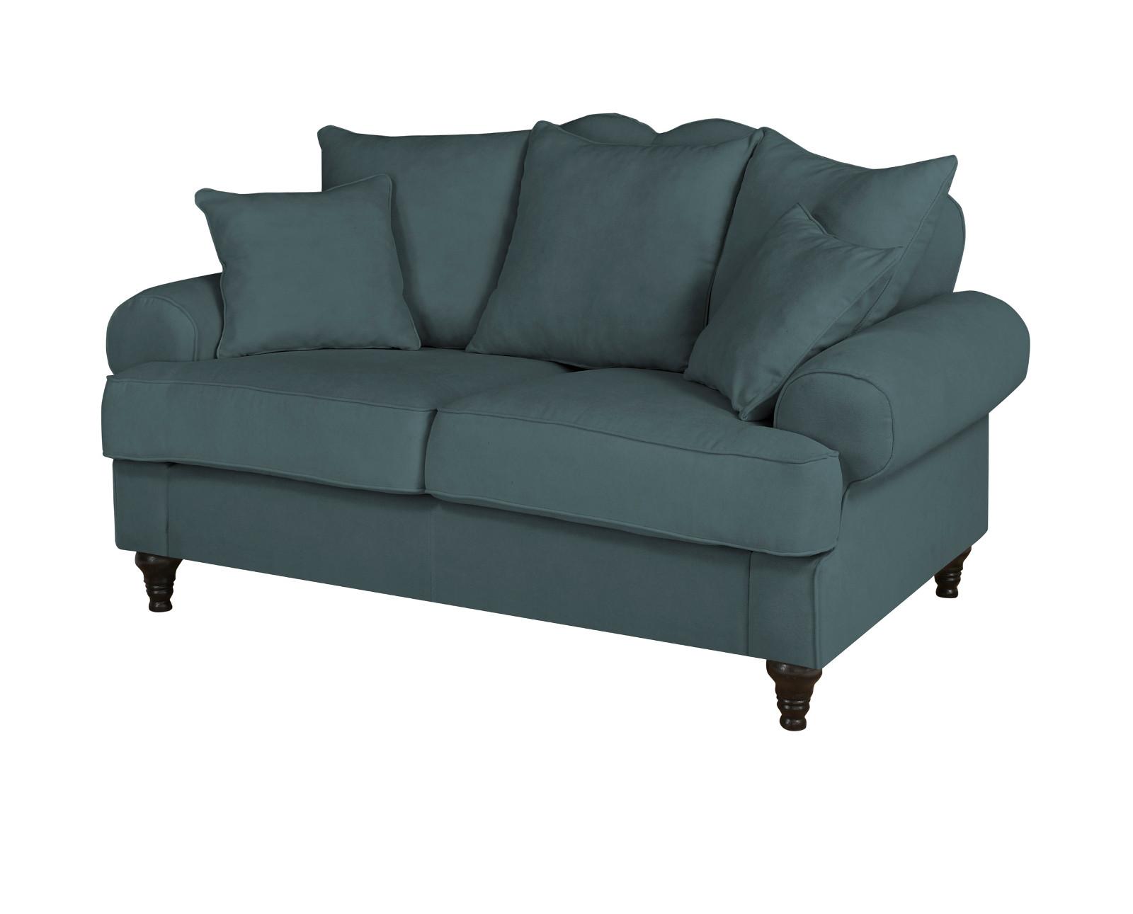 SOFA blaugrün Landhaus, Couch 2-Sitzer 170 cm - Dunkelgrün, Holz/Textil (170/95/100cm) - Furn.Design