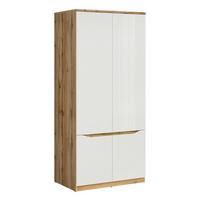 SCHRANK 2 Türen June Weiß und Holz - Weiß, Holzwerkstoff (90/198/58cm) - Petits-meubles