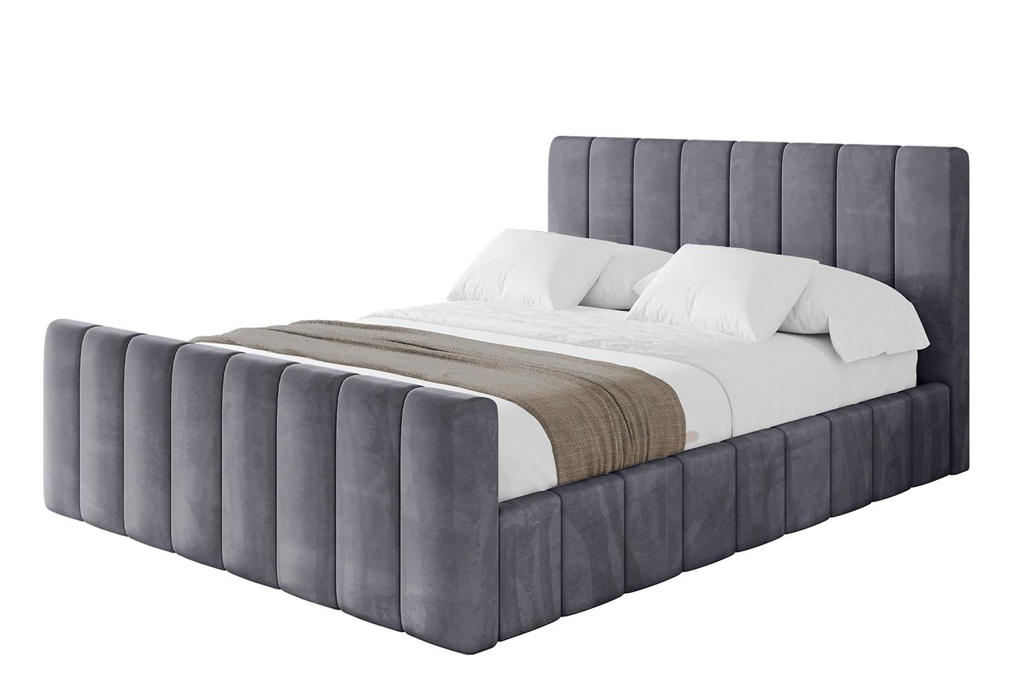 POLSTERBETT mit Bettkasten, Fußteil und Lattenrost, Boxbett ohne Matratze - FINO-Z 180x200 Dunkelgrau - Dunkelgrau, Holzwerkstoff/Textil (180/200cm) - ALTDECOR