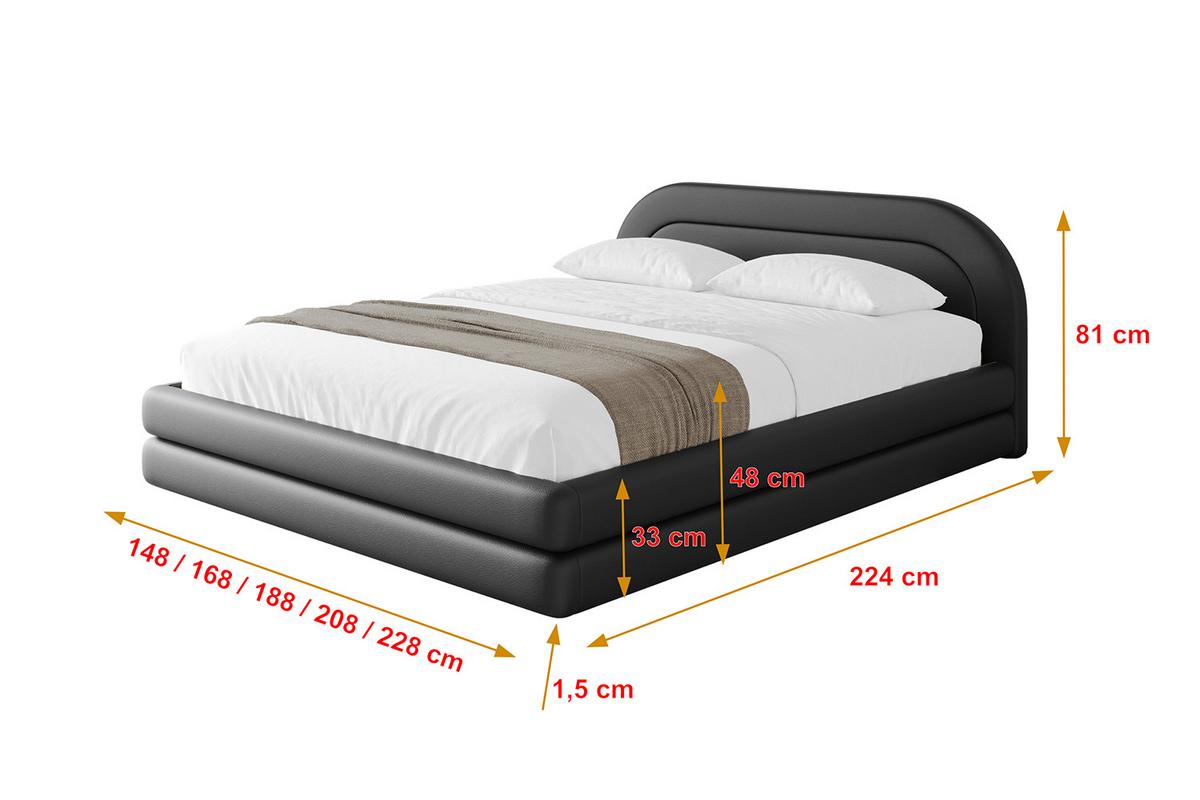 POLSTERBETT mit Bettkasten und Lattenrost, Bett mit Matratze H3/H4 - LERIS-v1 180x200 Schwarz Kunstleder - Schwarz Hochglanz, Holzwerkstoff/Textil (180/200cm) - ALTDECOR