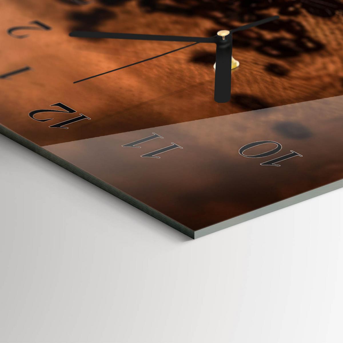 WANDUHR aus Glas 60x30 cm - Heißer Kaffee - Braun, Glas (60/30/0.4cm) - TULUP