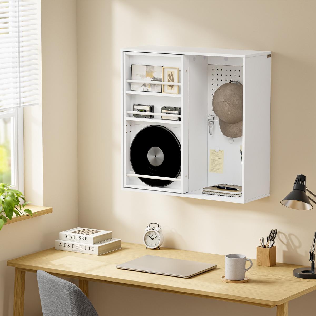 WANDSCHRANK mit Tür und Lochwand STR16-W - Weiß, Holzwerkstoff (25.1/70.2/70cm) - SoBuy