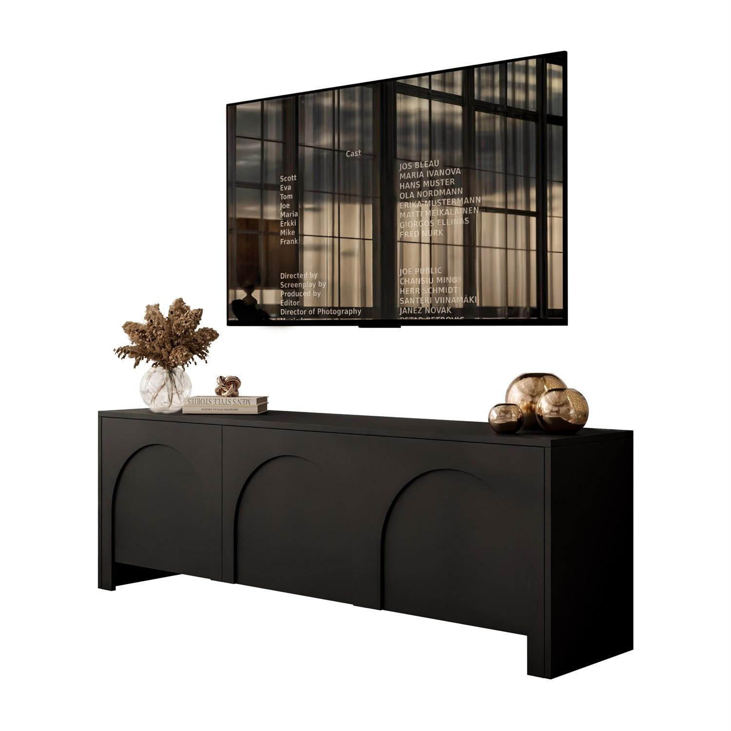 TV-ELEMENT ARIADNA schwarz dreitürig - Schwarz, Holzwerkstoff (154/51/35cm)