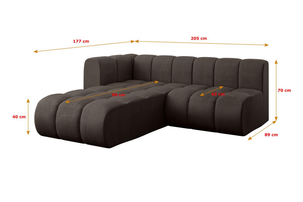 ECKSOFA modulares Sofa Darnel-L1 - 205x177x70 cm Braun - Braun, Holzwerkstoff/Textil (205/177cm) - ALTDECOR