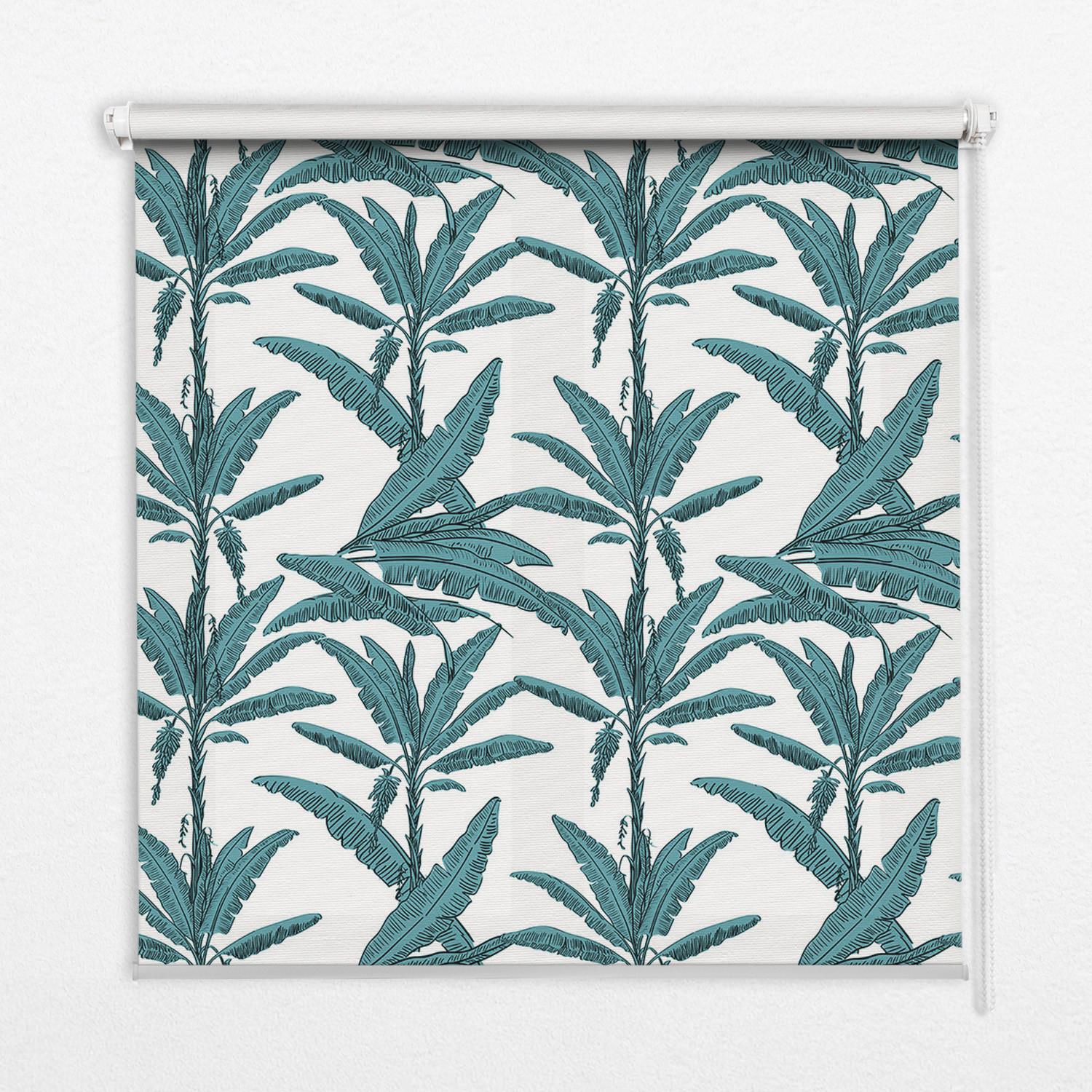 INNENROLLO - Fensterrollo - Rollo - 150x140 cm - Palmenblätter - Türkis, Kunststoff (150/140/0.5cm) - TULUP