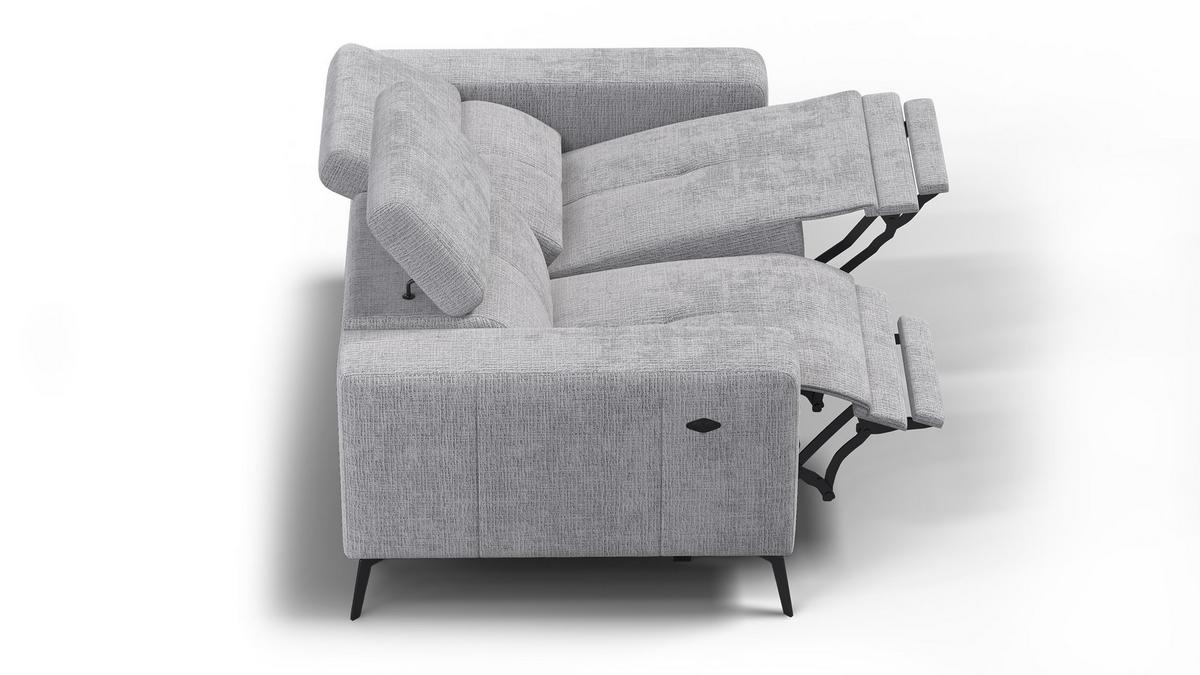 RELAXSOFA MORELLO 2-Sitzer, hellgrau, 2 x Relax Zero Gravity - Hellgrau, Holz/Textil (164/82/103cm) - Wozimo