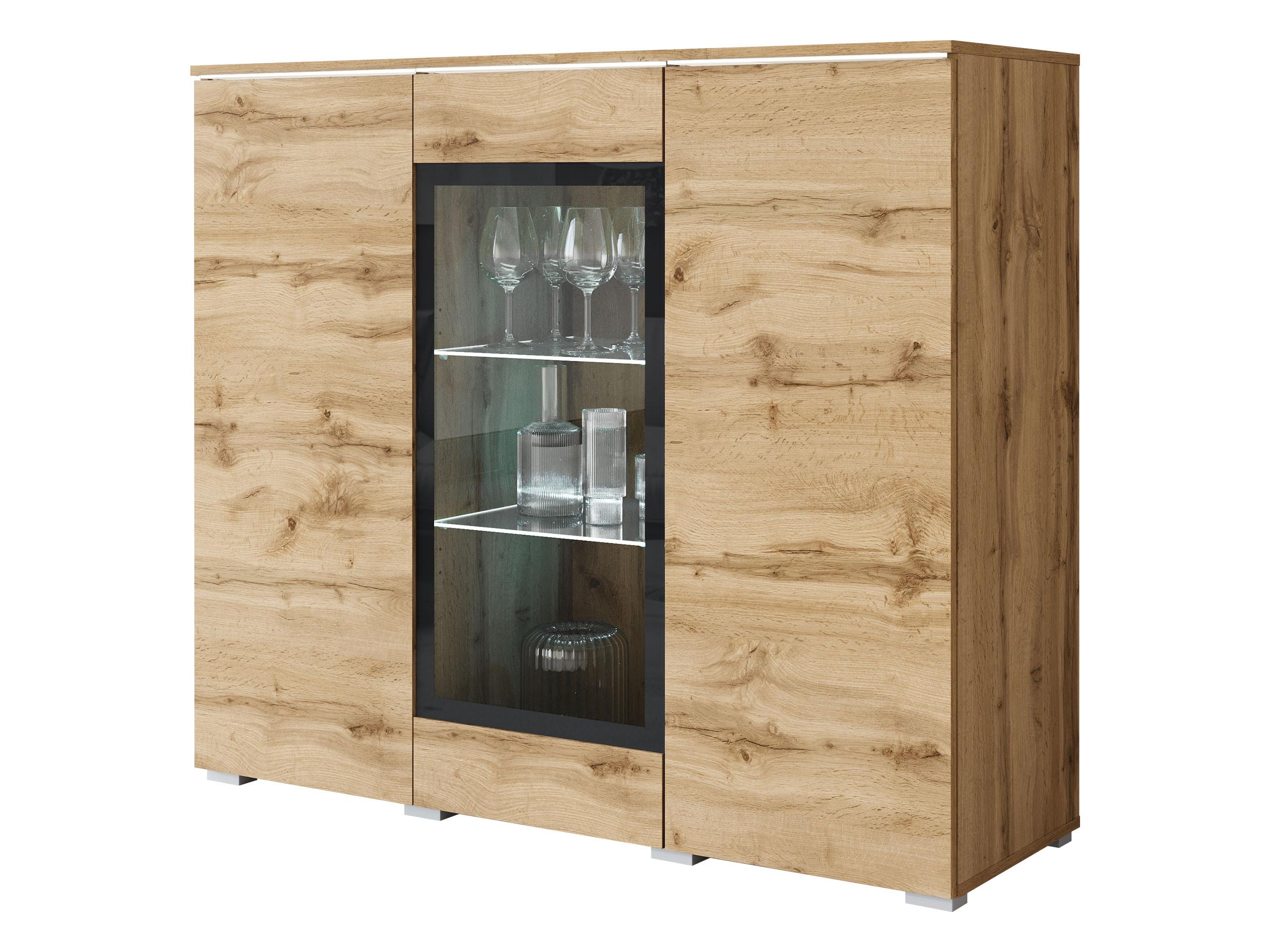 KOMMODE Vera 120 mit weißer LED Beleuchtung - Eiche Wotan/Silberfarben, Holzwerkstoff/Kunststoff (120/104/40cm) - MIRJAN24