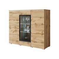 KOMMODE Vera 120 mit weißer LED Beleuchtung - Eiche Wotan/Silberfarben, Holzwerkstoff/Kunststoff (120/104/40cm) - MIRJAN24