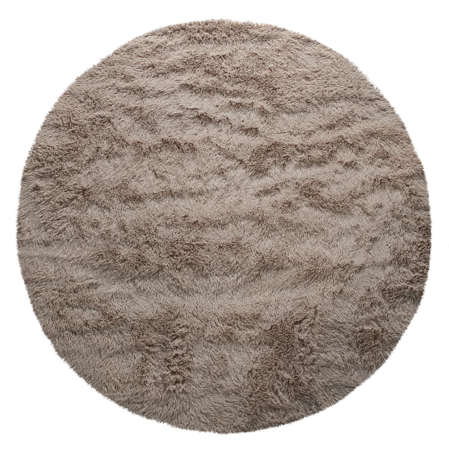 HOCHFLORTEPPICH, einfarbig, aus Polyester, Taupe, Ø 120 cm - Braun, Textil (120/120cm) - KADIMA DESIGN