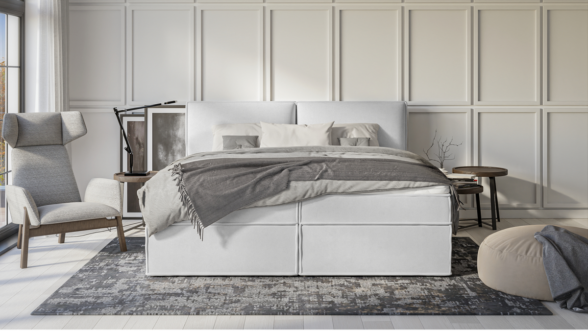BOXBETT Eclipse 200/200 cm Silber Luxusmicrofaser - Silberfarben/Schwarz, Holz/Kunststoff (200/200cm) - S-Style Möbel