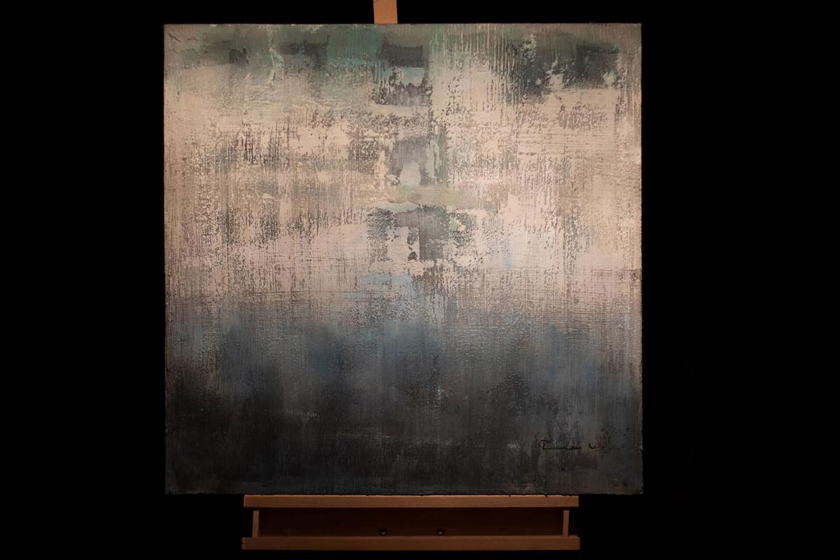 ACRYLBILD HANDGEMALT 80/80 cm - Blau/Weiß, Holz/Textil (80/80cm) - KUNSTLOFT