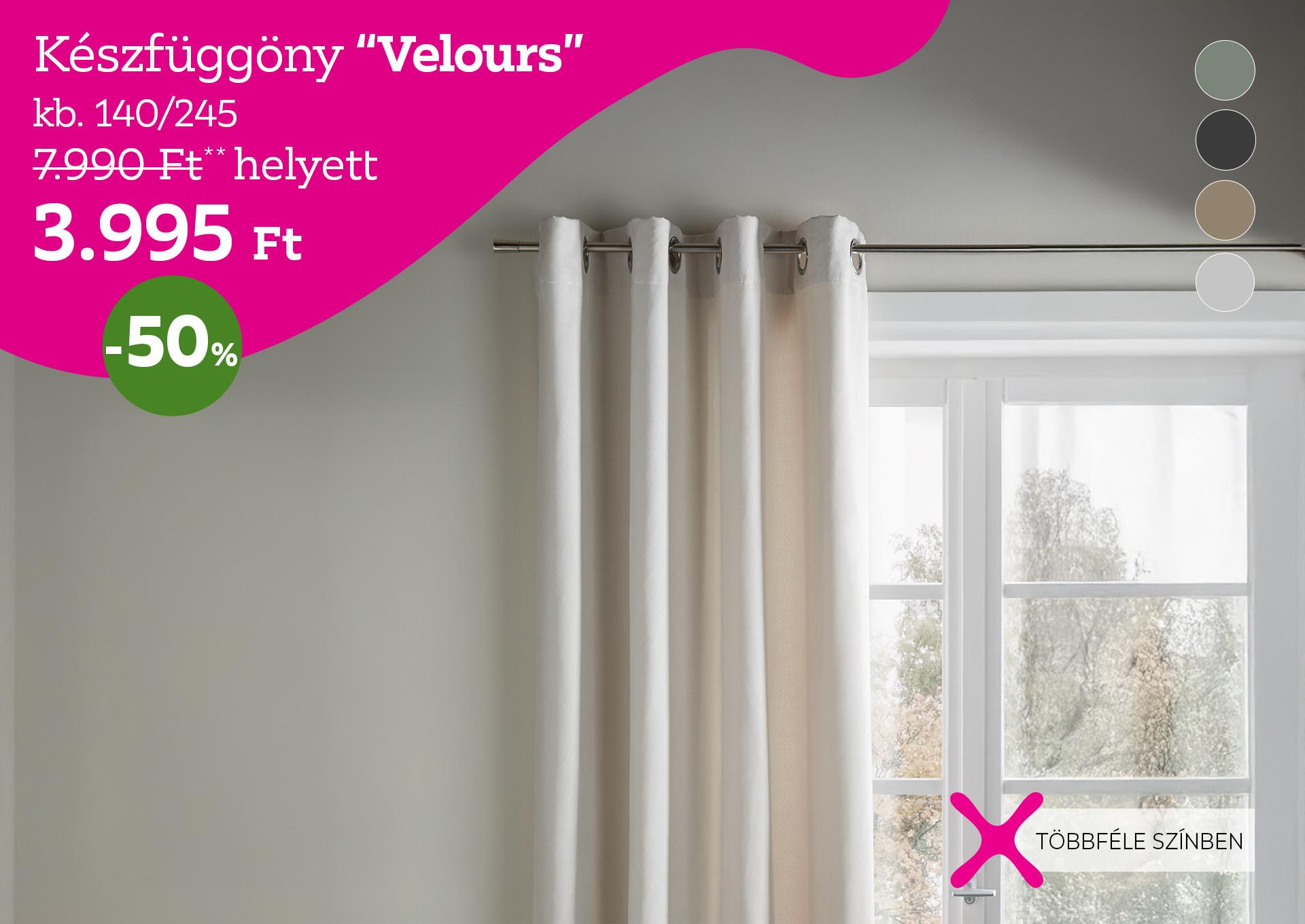 Készfüggöny VELOURS 7990 Forint helyett 3995 Forint, kedvezmény mértéke 50%