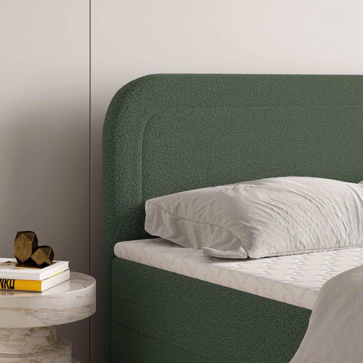 BOXBETT ARMEL 160x200 cm mit Matratze und Topper - Grün - Grün, Holz (160/200cm) - MASSENO