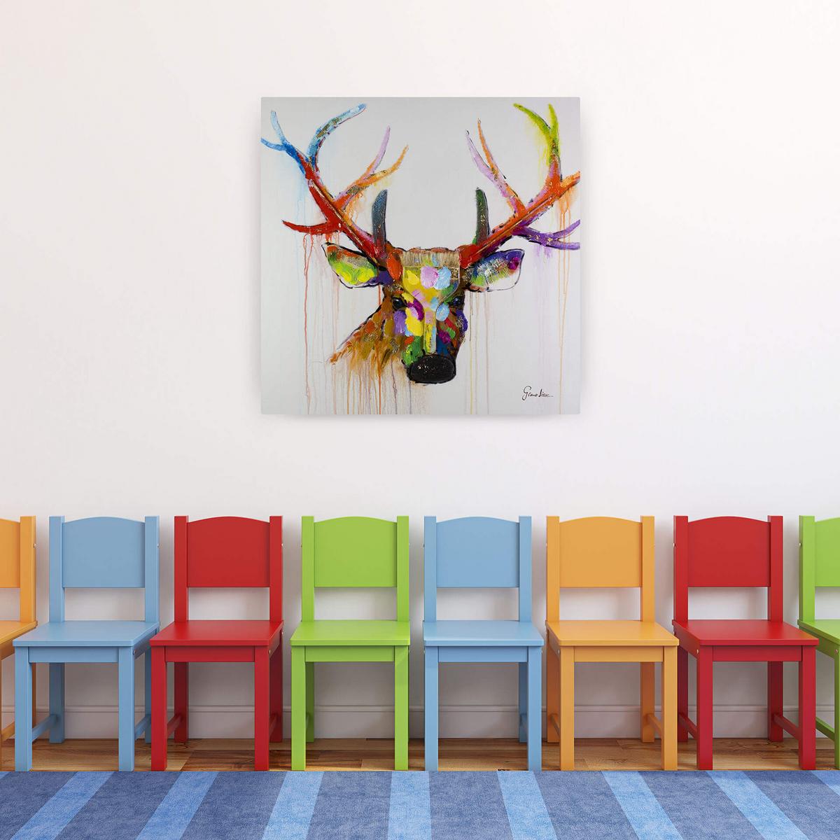 ÖLGEMÄLDE 80/80 cm - Blau/Gelb, Holz/Textil (80/80cm) - KUNSTLOFT