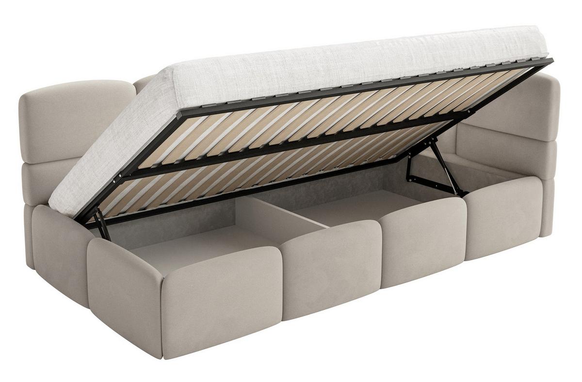 JUGENDBETT Cloudy Hellbeige 120 cm, Easy-Clean-Velours - Ecru/Schwarz, Kunststoff/Textil (120/200cm) - Selsey