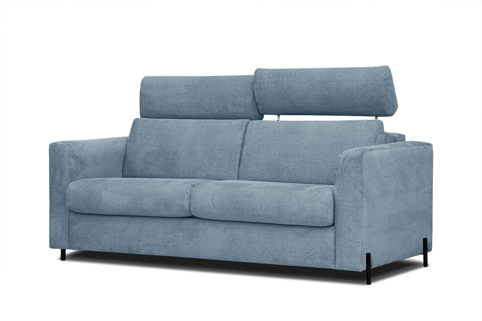 SOFA MEZO 3-Sitzer mit Schlaffunktion, blau - Blau/Schwarz, Holz/Textil (232/90/107cm) - Wozimo