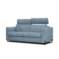 SOFA MEZO 3-Sitzer mit Schlaffunktion, blau - Blau/Schwarz, Holz/Textil (232/90/107cm) - Wozimo