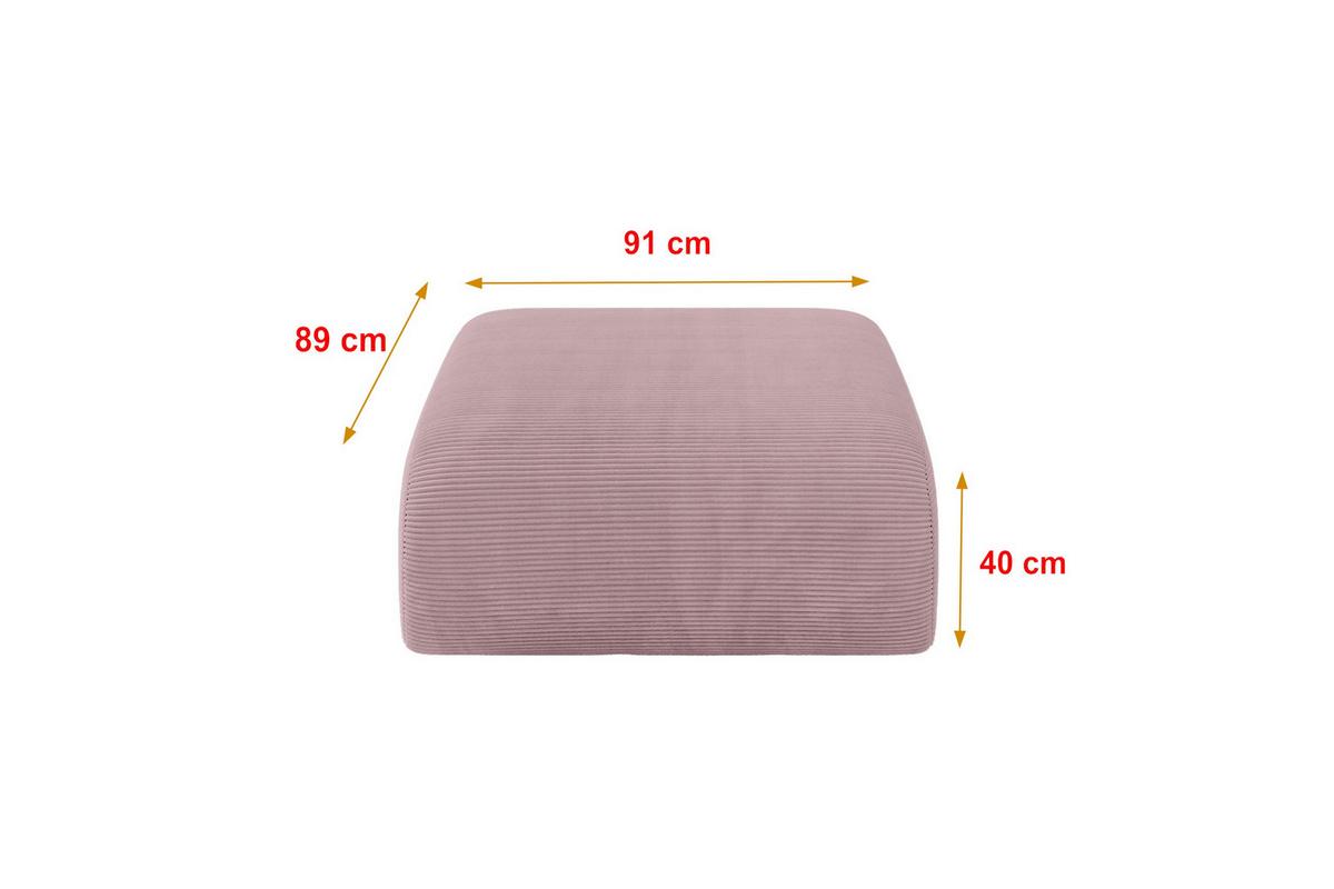 POUF MIRA-PUF 91x89x40 Rosa cm Cord Modular Sitzhocker - Schwarz/Rosa, Holzwerkstoff/Kunststoff (91/40/89cm) - ALTDECOR