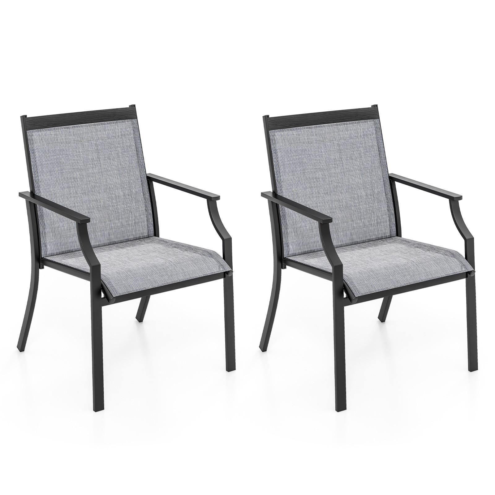 TERRASSENSTÜHLE Grau(2er-Set) - Grau, Metall (66/90/61cm) - COSTWAY