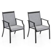 TERRASSENSTÜHLE Grau(2er-Set) - Grau, Metall (66/90/61cm) - COSTWAY