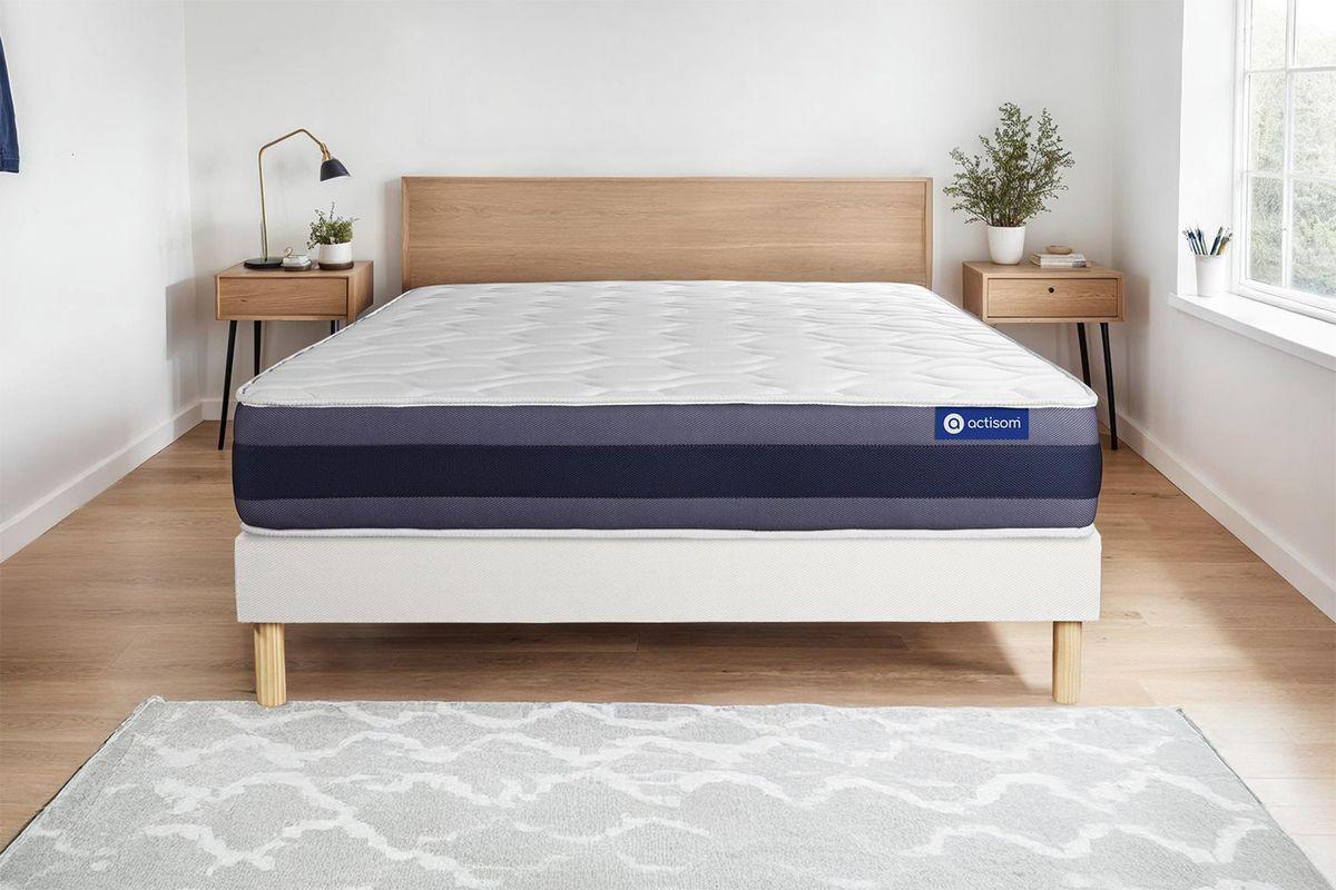 BETT Actilatex morpho Latex und Memory-Schaum 80 x 200 cm h1 - Kit Bettgestell Weiß - Beige/Weiß, Karton/Holz (80/200cm) - ACTISOM