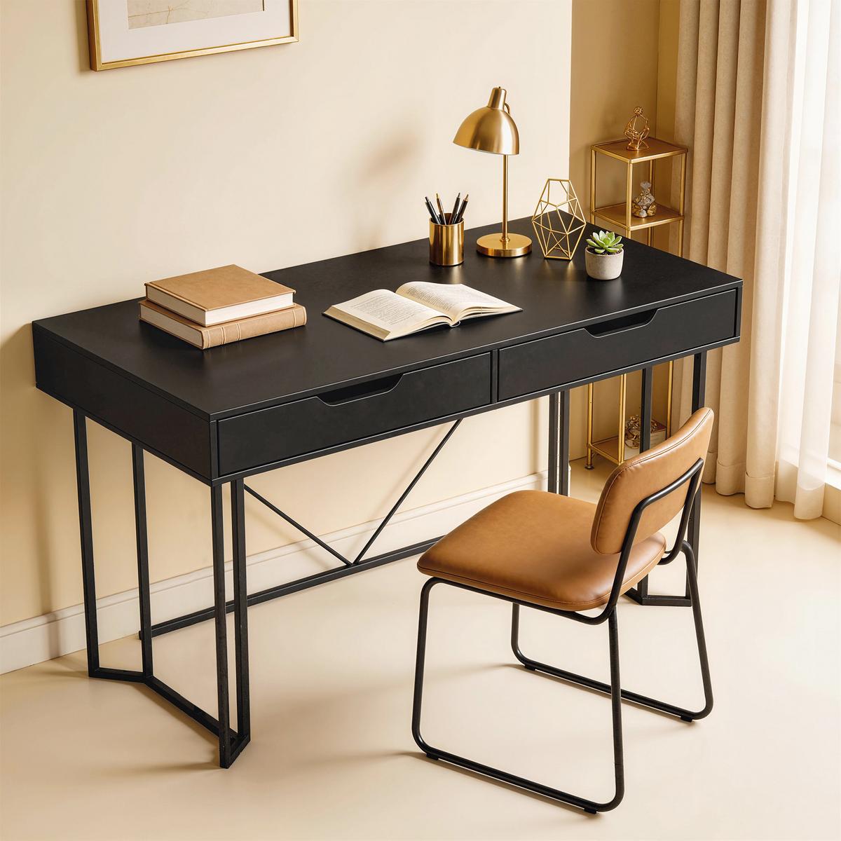 SCHREIBTISCH Spanplatte-Metall Schwarz - Schwarz, Holzwerkstoff/Metall (120/60/77cm) - HOMCOM